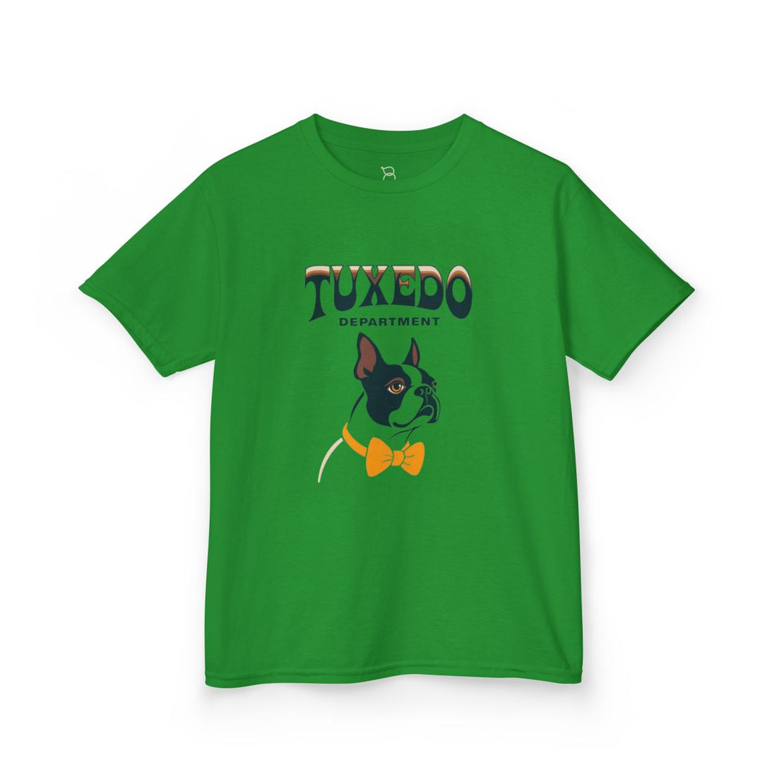 Irish Green — Front | Boston Terrier Tuxedo Department Kids Tee