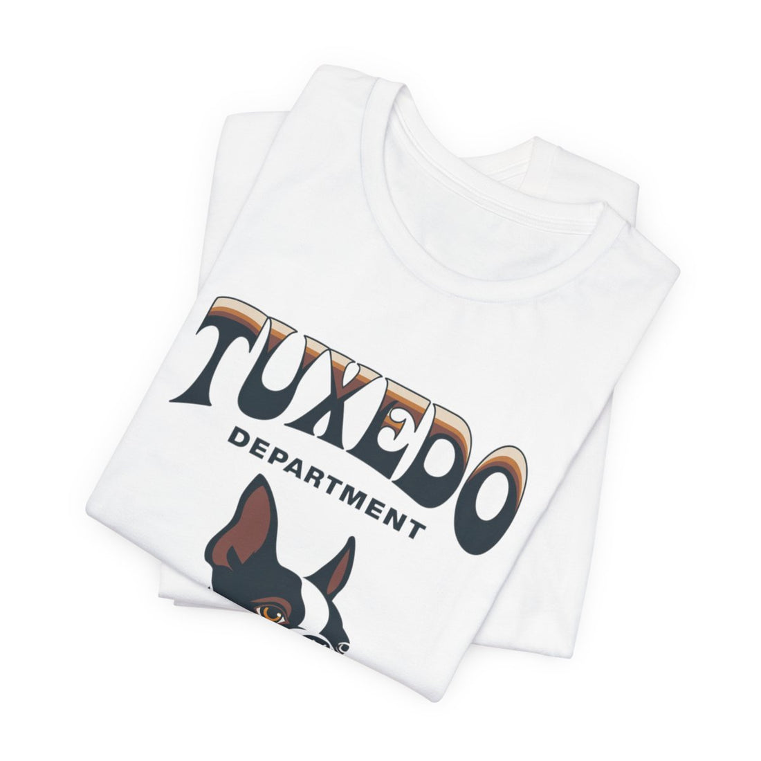 White — Folded | Boston Terrier "Tuxedo Department" Men's Tee