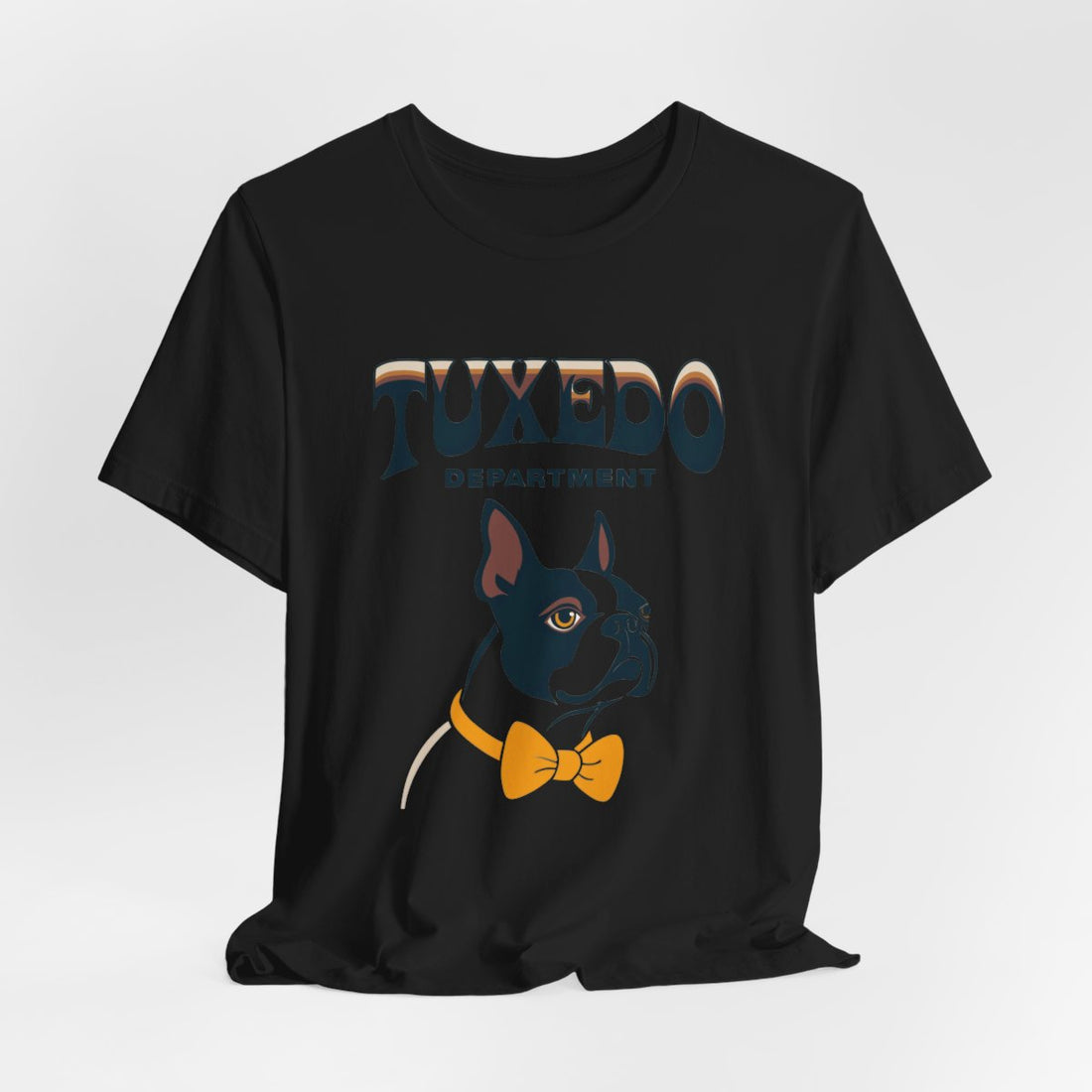 Black — Hanging | Boston Terrier "Tuxedo Department" Men's Tee