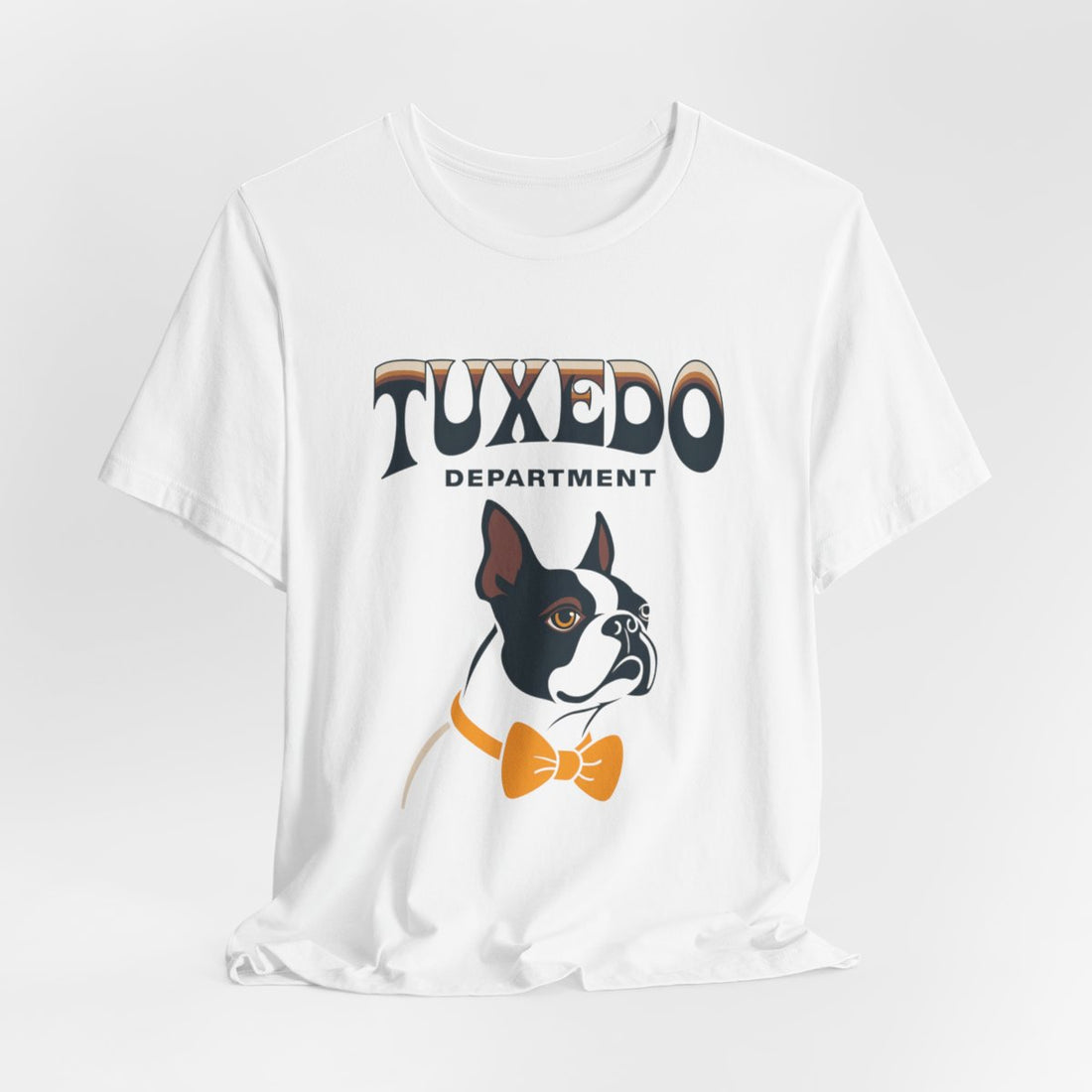 White — Hanging | Boston Terrier "Tuxedo Department" Men's Tee