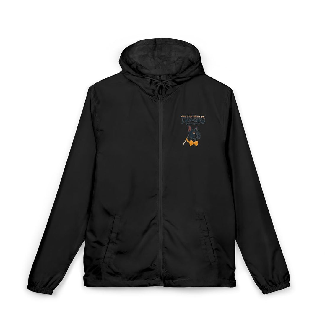 Black — Front | Boston Terrier Tuxedo Department Windbreaker