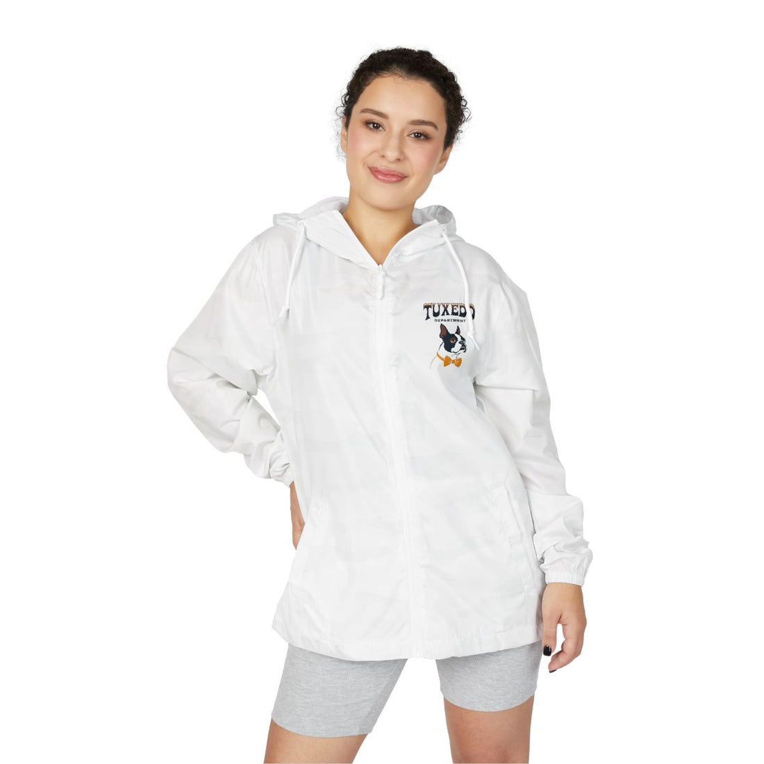 White Camo — Lifestyle | Boston Terrier Tuxedo Department Windbreaker