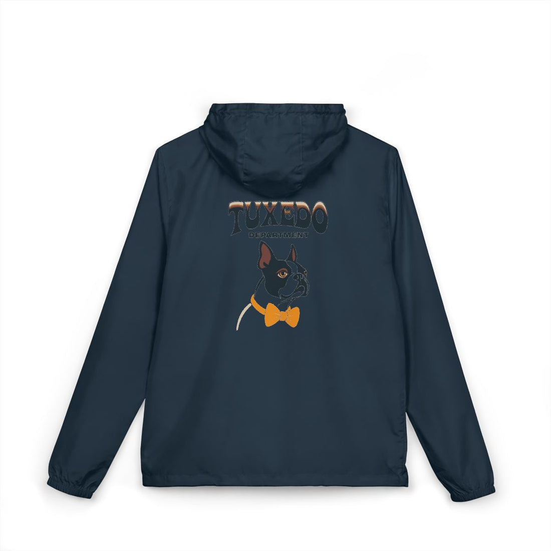 Classic Navy — Back | Boston Terrier Tuxedo Department Windbreaker