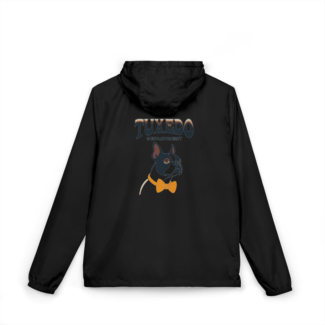 Black — Back | Boston Terrier Tuxedo Department Windbreaker