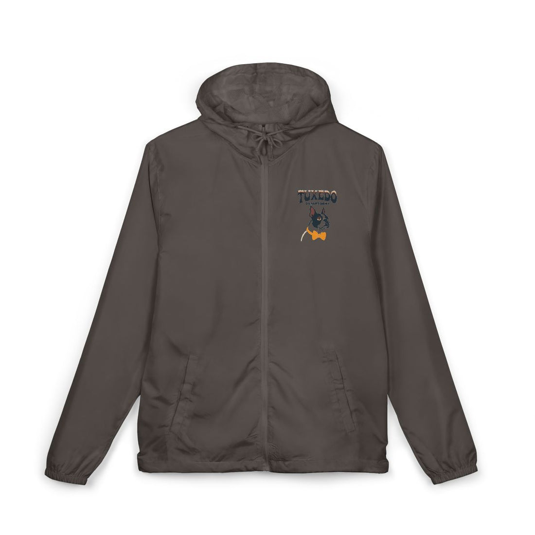 Graphite — Front | Boston Terrier Tuxedo Department Windbreaker