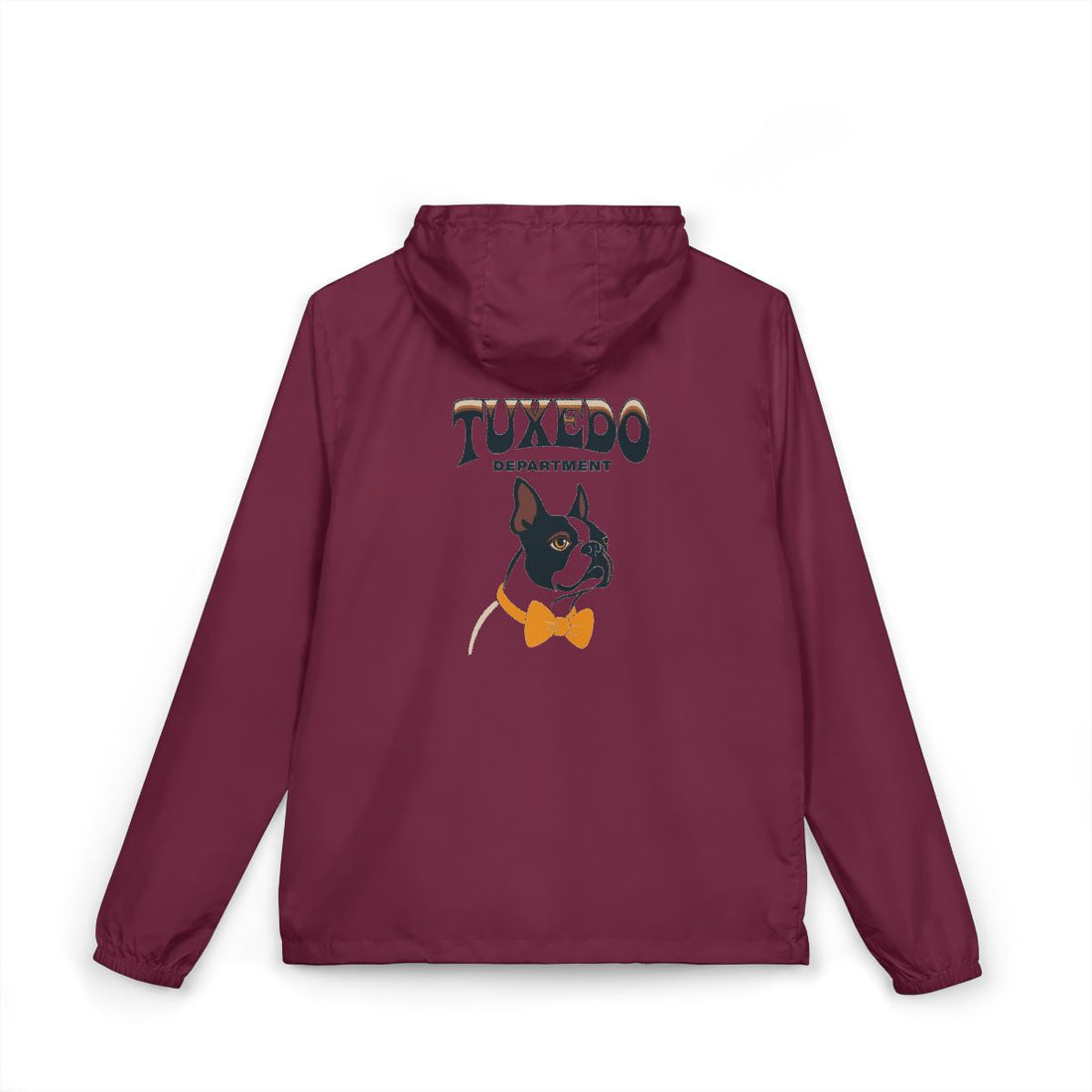 Maroon — Back | Boston Terrier Tuxedo Department Windbreaker