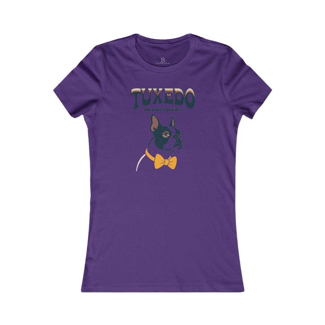 Team Purple — Front | Boston Terrier Tuxedo Department Women's Tee