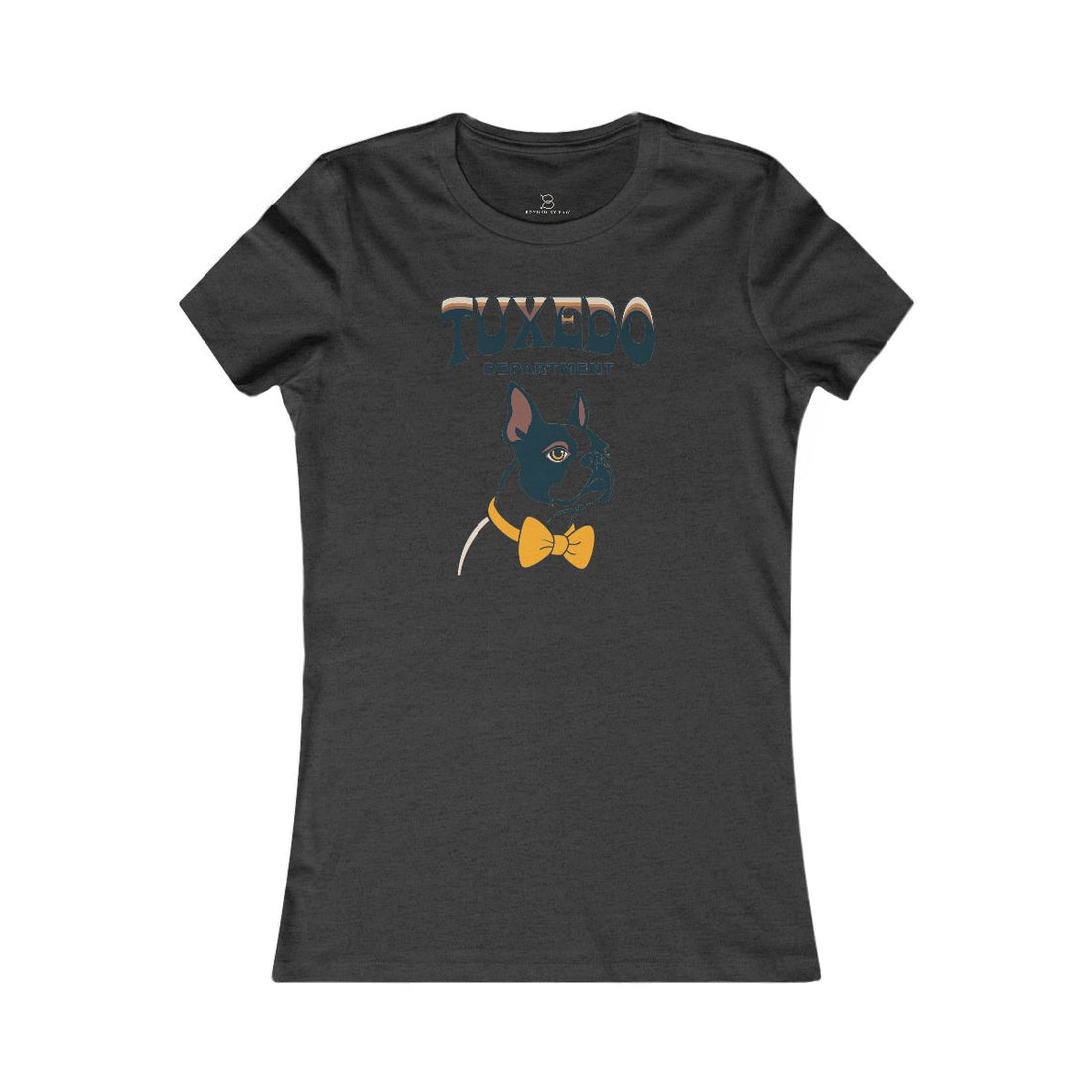 Dark Grey Heather — Front | Boston Terrier Tuxedo Department Women's Tee
