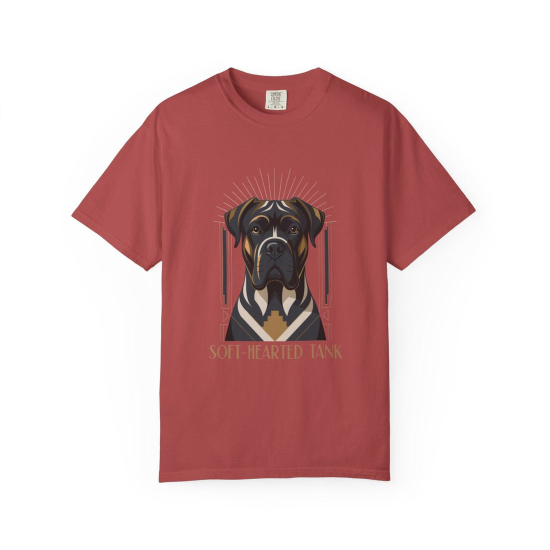 Crimson — Front | Cane Corso 'Soft-Hearted Tank' Garment-Dyed Tee