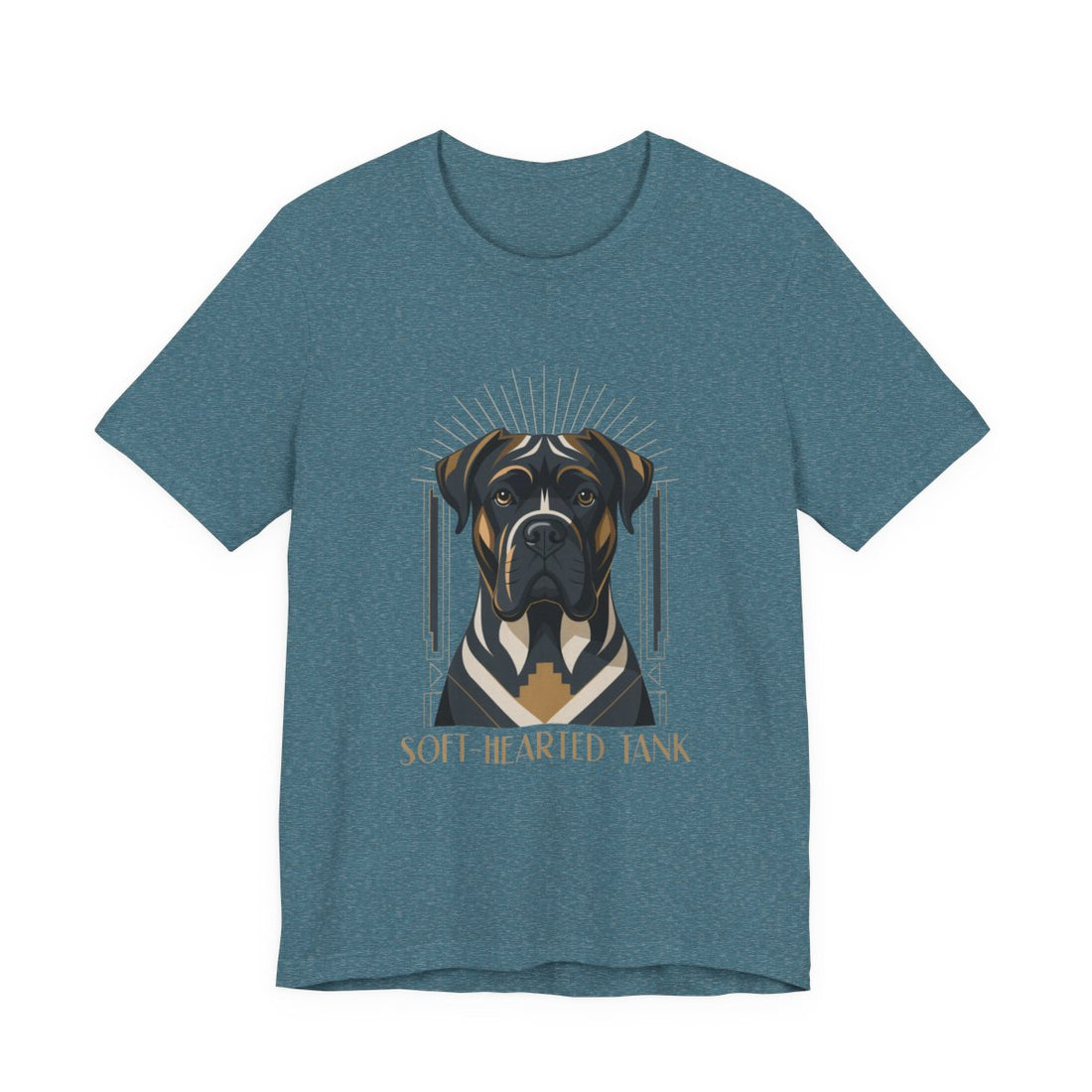 Heather Deep Teal — Front | Cane Corso 'Soft-Hearted Tank' Tee