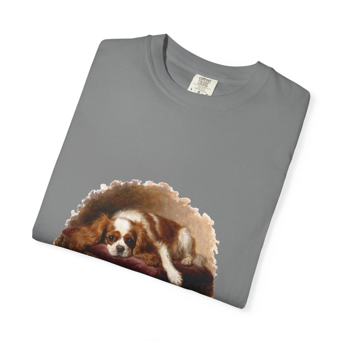 Grey — Folded | Cavalier King Charles Spaniel 'Professional Lap Warmer' Garment-Dyed Tee