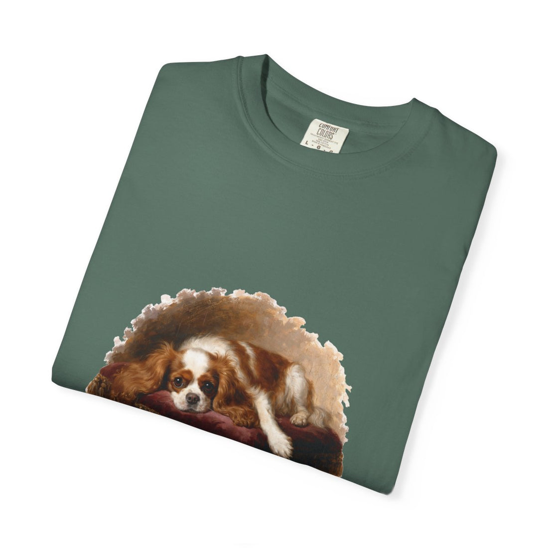 Blue Spruce — Folded | Cavalier King Charles Spaniel 'Professional Lap Warmer' Garment-Dyed Tee