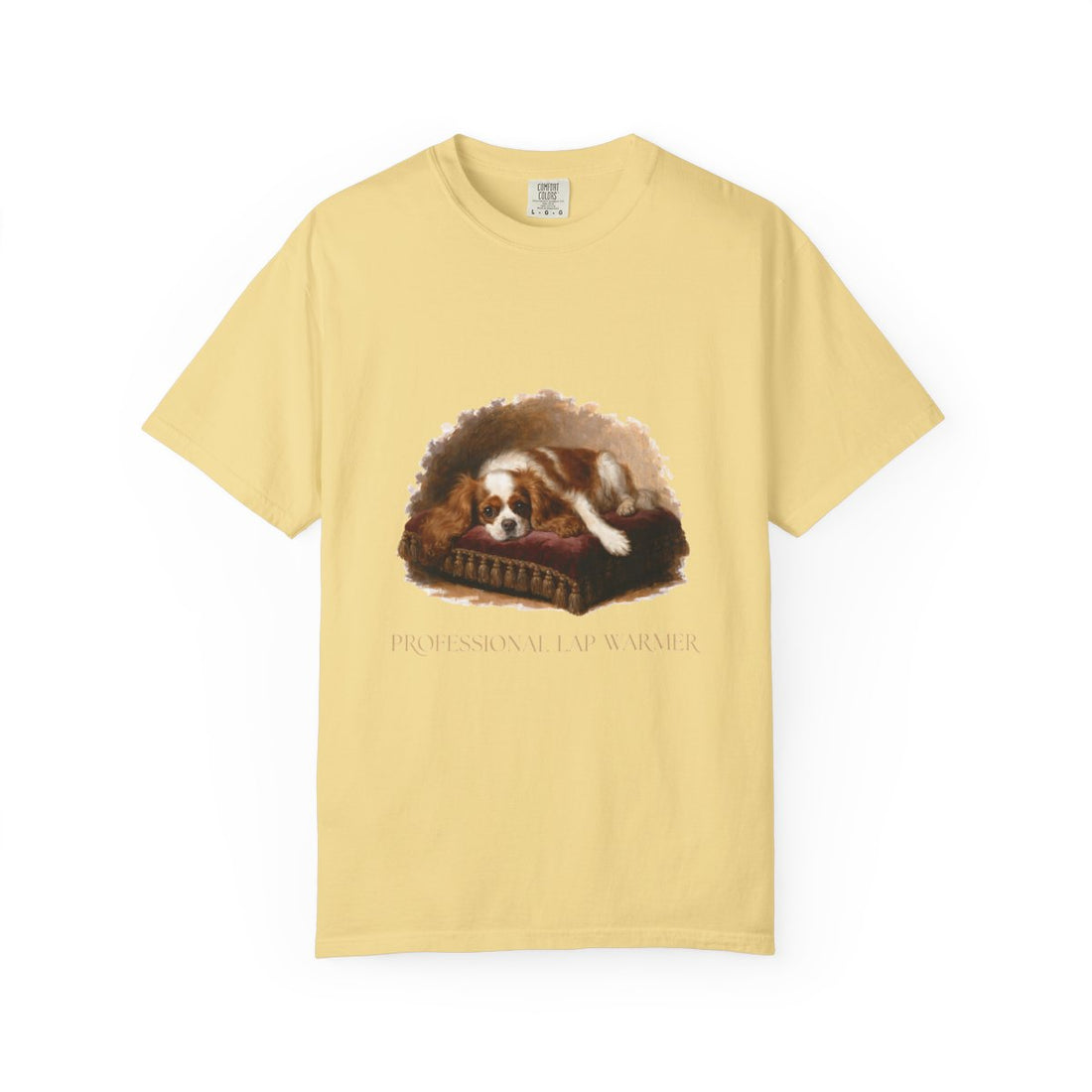 Butter — Front | Cavalier King Charles Spaniel 'Professional Lap Warmer' Garment-Dyed Tee