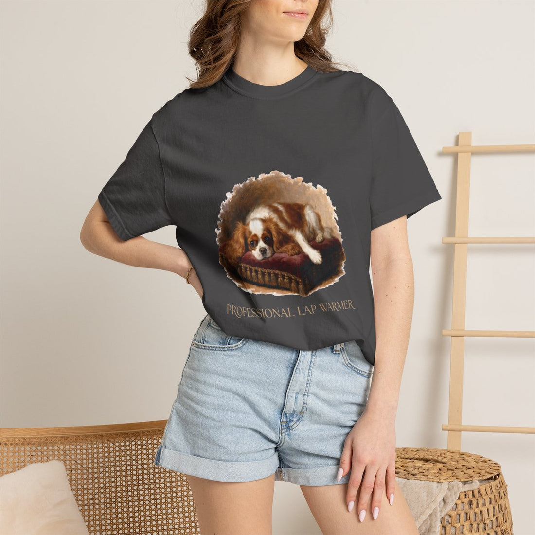 Graphite — Lifestyle | Cavalier King Charles Spaniel 'Professional Lap Warmer' Garment-Dyed Tee