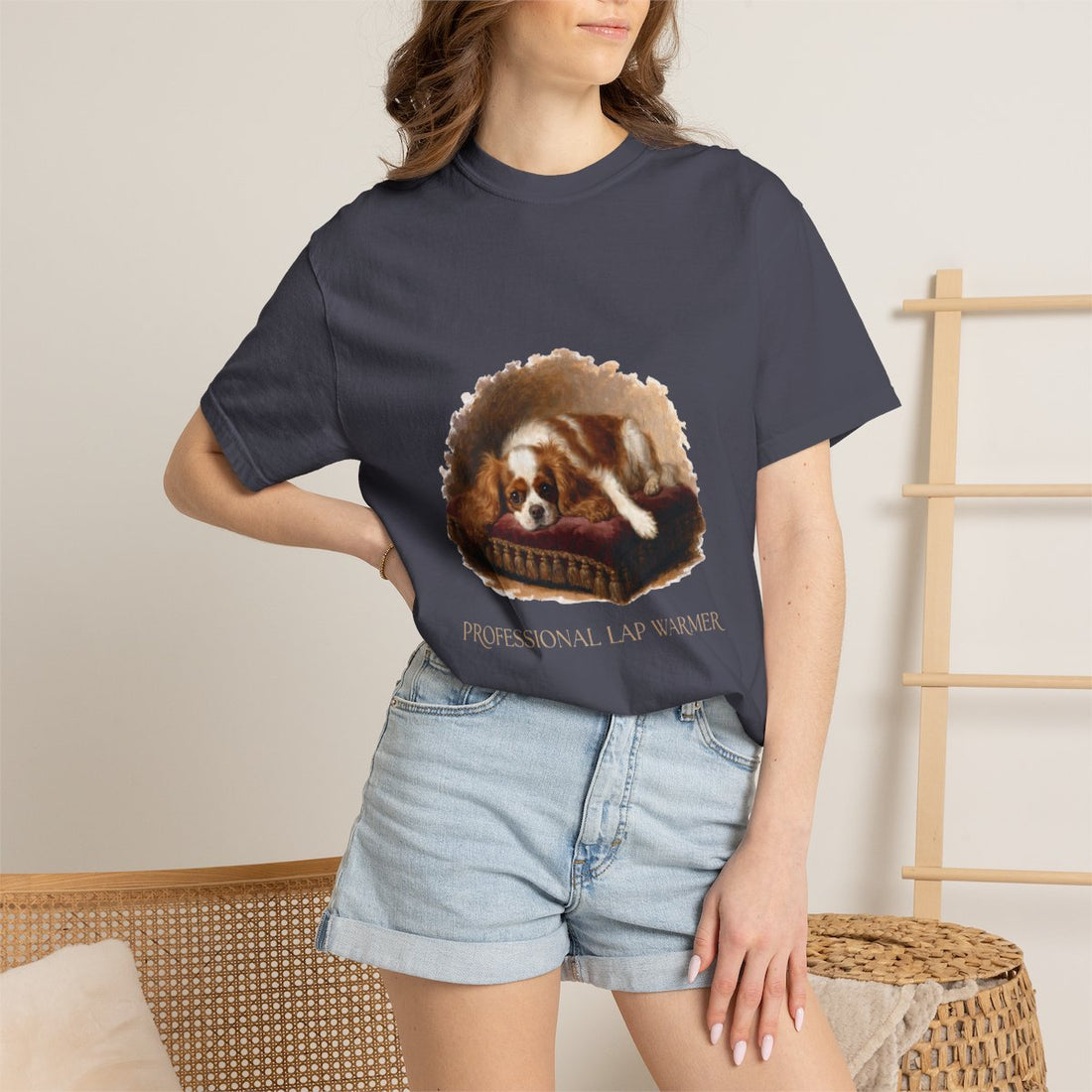 Navy — Lifestyle | Cavalier King Charles Spaniel 'Professional Lap Warmer' Garment-Dyed Tee