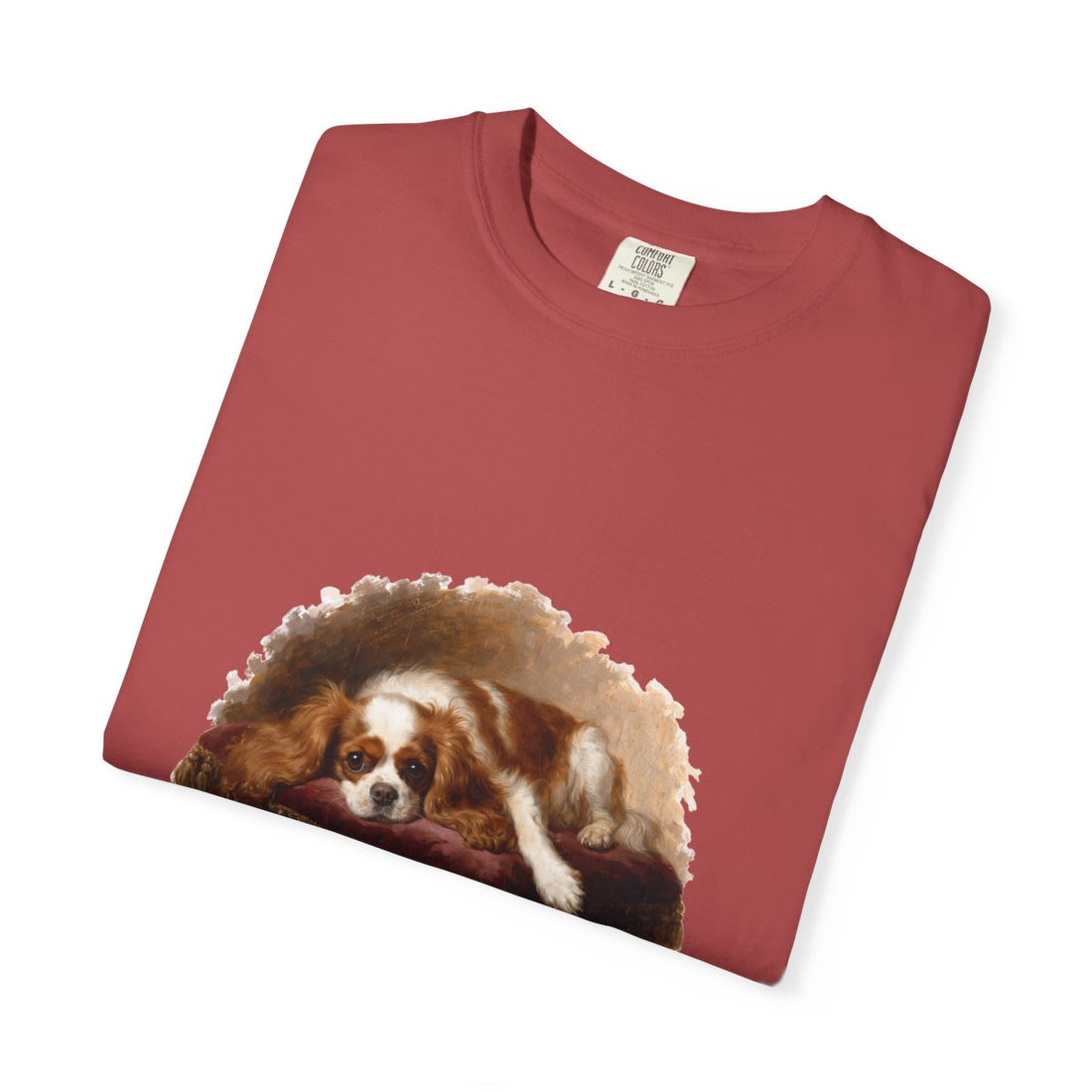 Crimson — Folded | Cavalier King Charles Spaniel 'Professional Lap Warmer' Garment-Dyed Tee