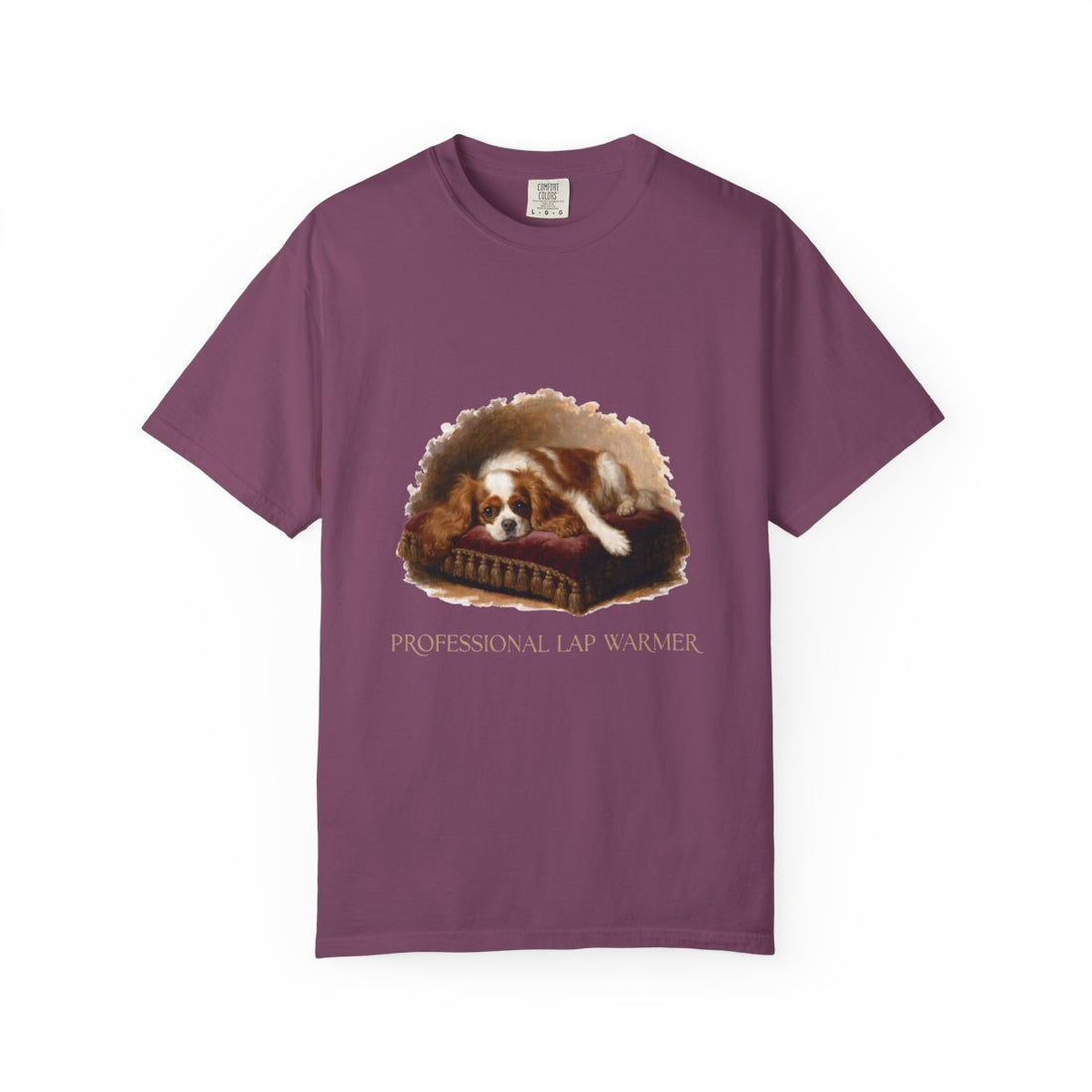 Berry — Front | Cavalier King Charles Spaniel 'Professional Lap Warmer' Garment-Dyed Tee