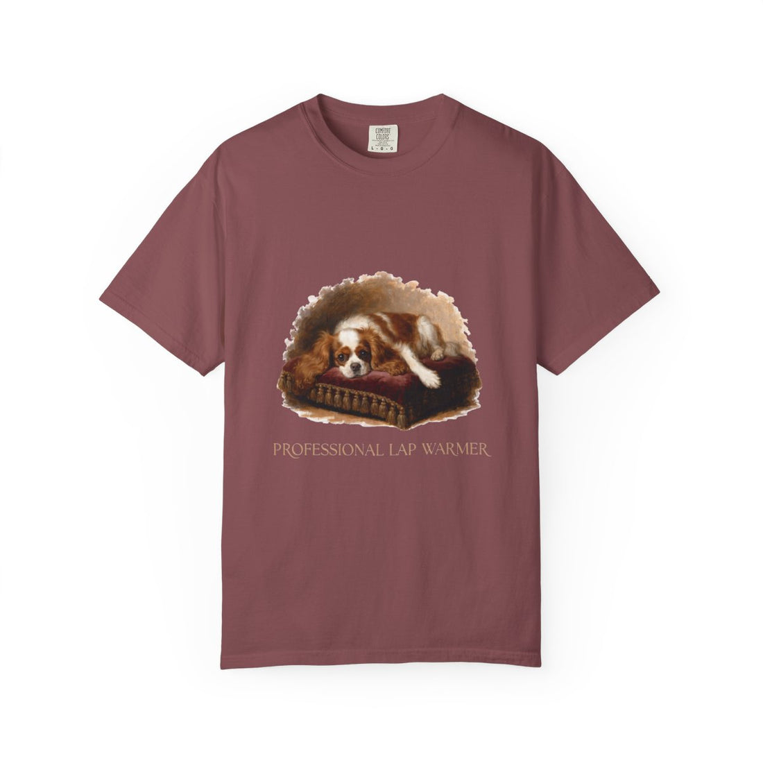 Brick — Front | Cavalier King Charles Spaniel 'Professional Lap Warmer' Garment-Dyed Tee
