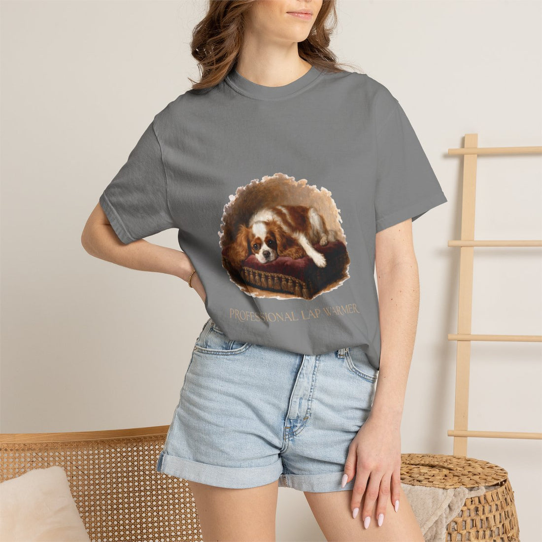 Grey — Lifestyle | Cavalier King Charles Spaniel 'Professional Lap Warmer' Garment-Dyed Tee