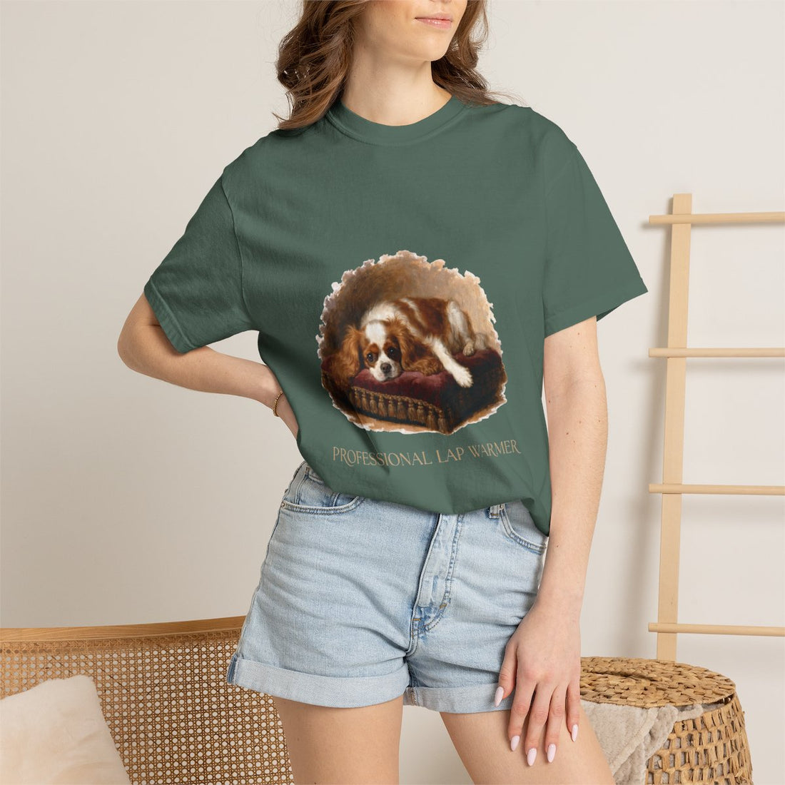 Blue Spruce — Lifestyle | Cavalier King Charles Spaniel 'Professional Lap Warmer' Garment-Dyed Tee