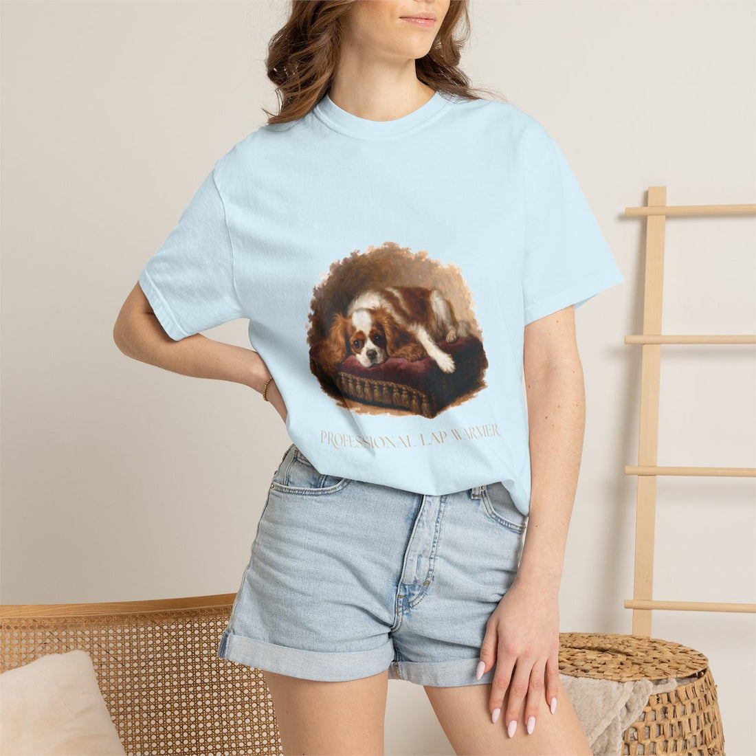 Chambray — Lifestyle | Cavalier King Charles Spaniel 'Professional Lap Warmer' Garment-Dyed Tee
