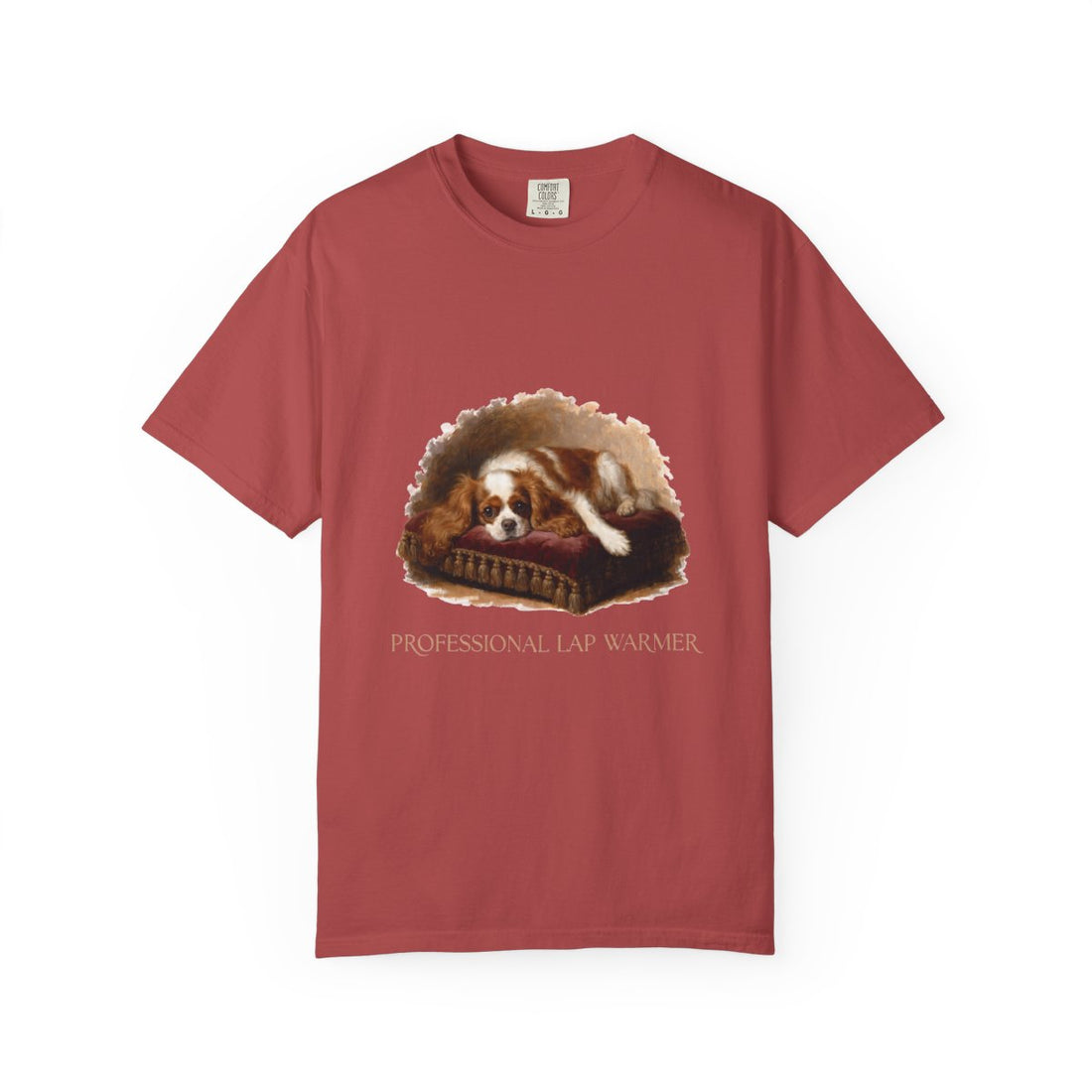 Crimson — Front | Cavalier King Charles Spaniel 'Professional Lap Warmer' Garment-Dyed Tee