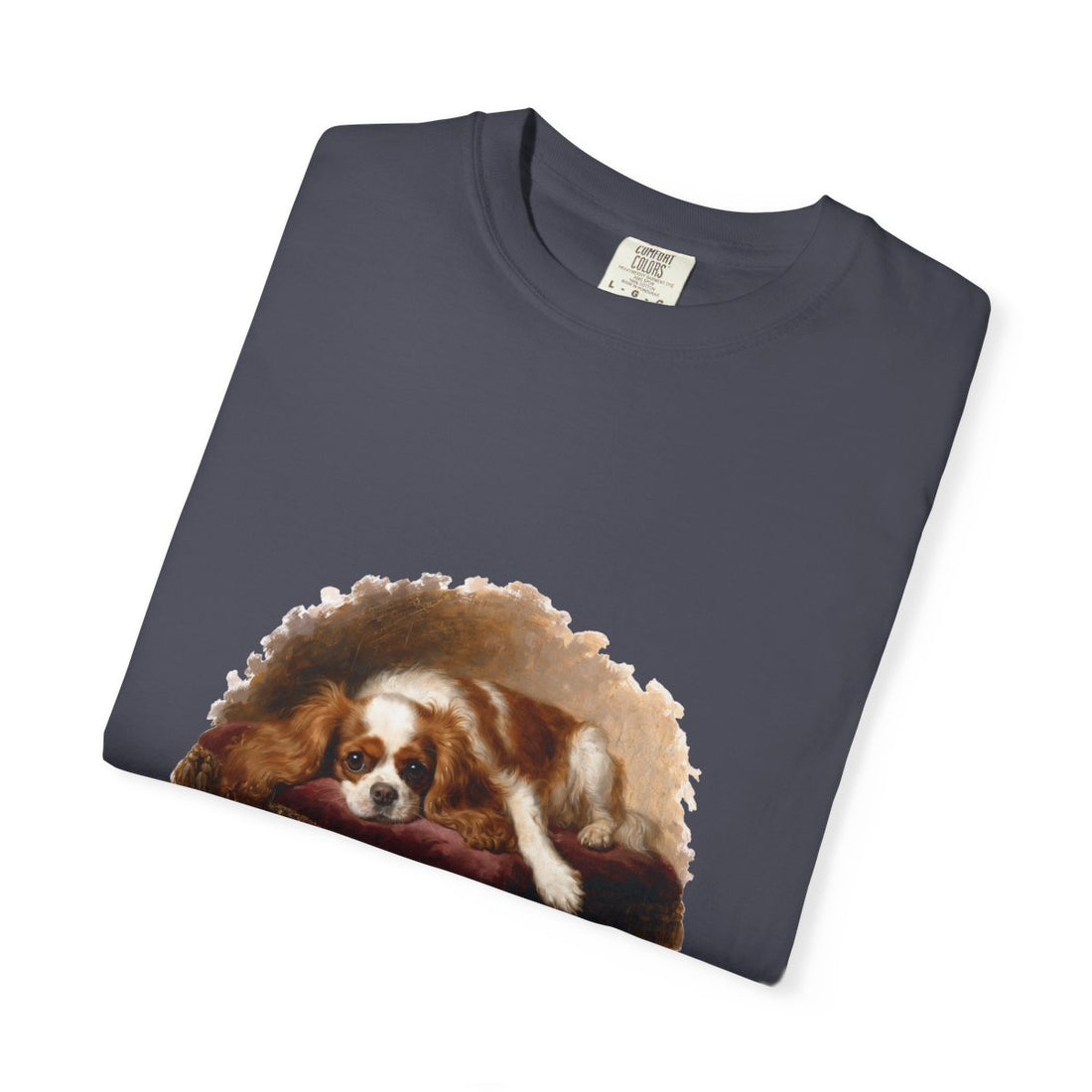 Navy — Folded | Cavalier King Charles Spaniel 'Professional Lap Warmer' Garment-Dyed Tee