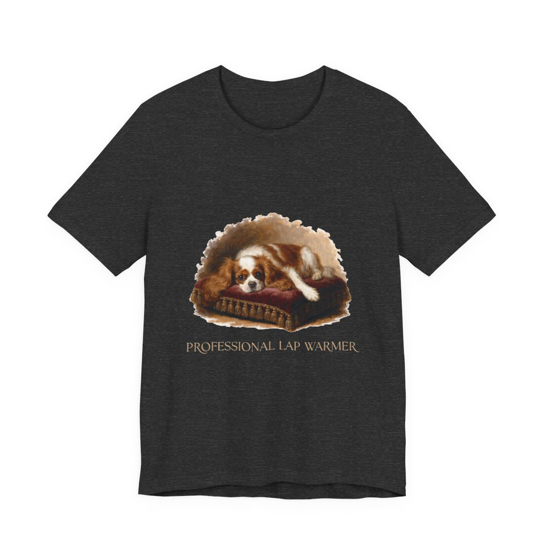 Dark Grey Heather — Front | Cavalier King Charles Spaniel 'Professional Lap Warmer' Tee