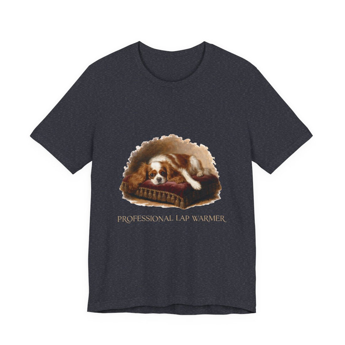 Heather Navy — Front | Cavalier King Charles Spaniel 'Professional Lap Warmer' Tee