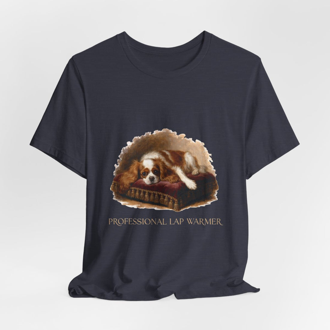 Heather Midnight Navy — Hanging | Cavalier King Charles Spaniel 'Professional Lap Warmer' Tee