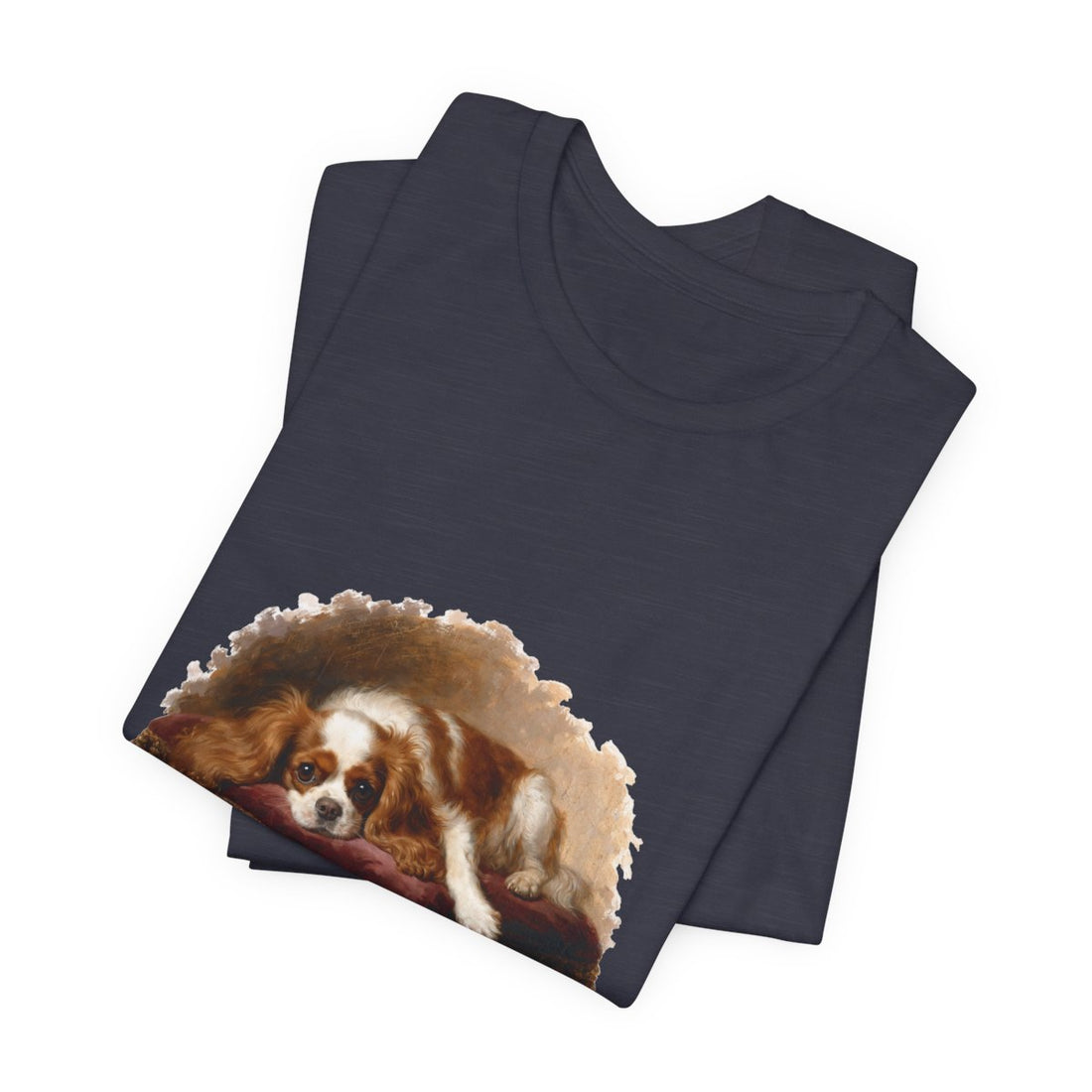 Heather Midnight Navy — Folded | Cavalier King Charles Spaniel 'Professional Lap Warmer' Tee
