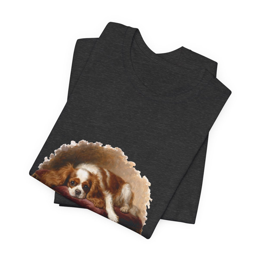 Dark Grey Heather — Folded | Cavalier King Charles Spaniel 'Professional Lap Warmer' Tee