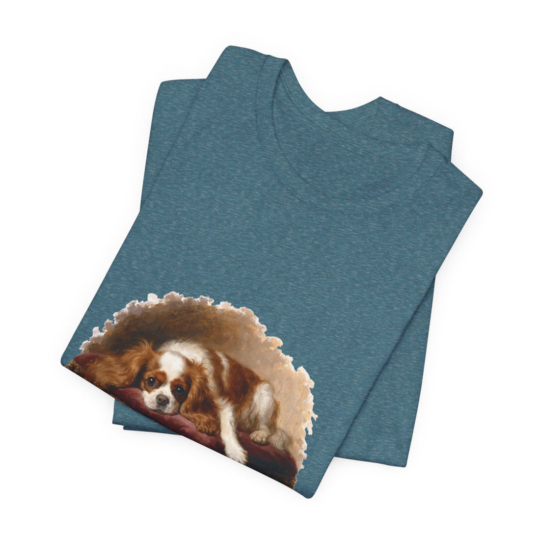 Heather Deep Teal — Folded | Cavalier King Charles Spaniel 'Professional Lap Warmer' Tee