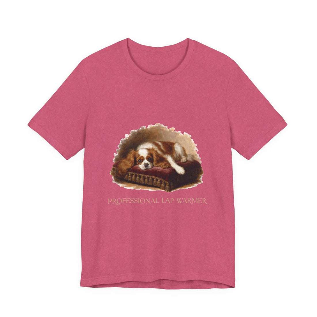Heather Raspberry — Front | Cavalier King Charles Spaniel 'Professional Lap Warmer' Tee