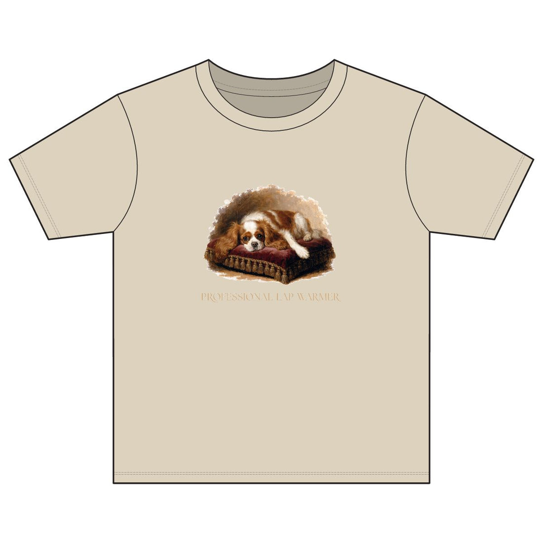 Sand — Front | Cavalier King Charles Spaniel 'Professional Lap Warmer' Youth Tee