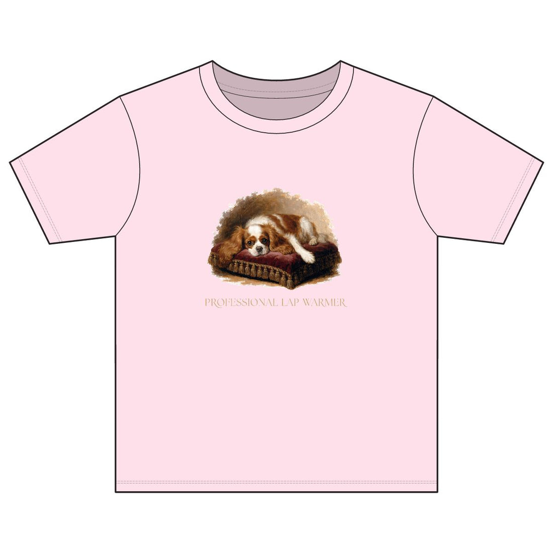 Light Pink — Front | Cavalier King Charles Spaniel 'Professional Lap Warmer' Youth Tee