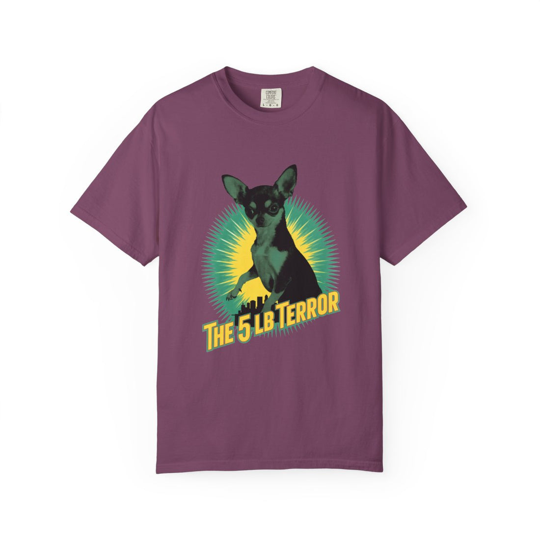 Berry — Front | Chihuahua 'The 5 LB Terror' Garment-Dyed Tee