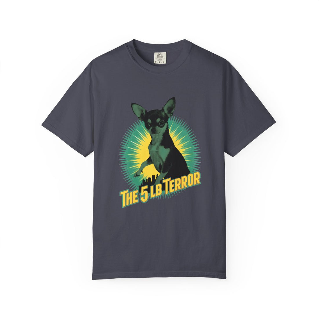 Navy — Front | Chihuahua 'The 5 LB Terror' Garment-Dyed Tee