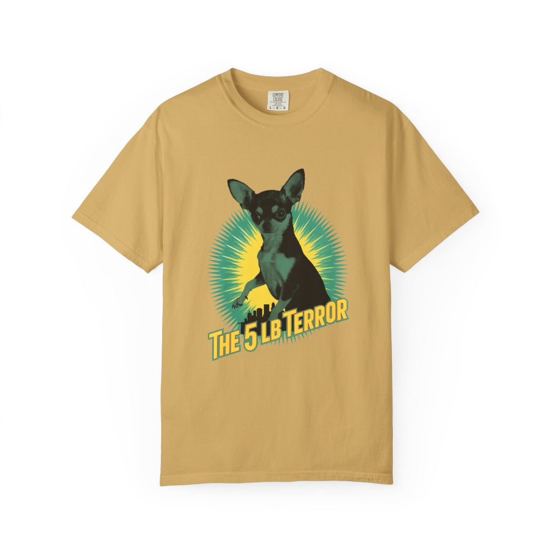 Mustard — Front | Chihuahua 'The 5 LB Terror' Garment-Dyed Tee