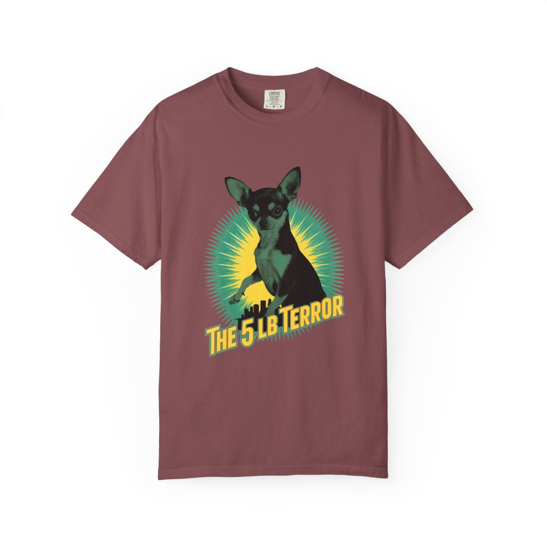 Brick — Front | Chihuahua 'The 5 LB Terror' Garment-Dyed Tee