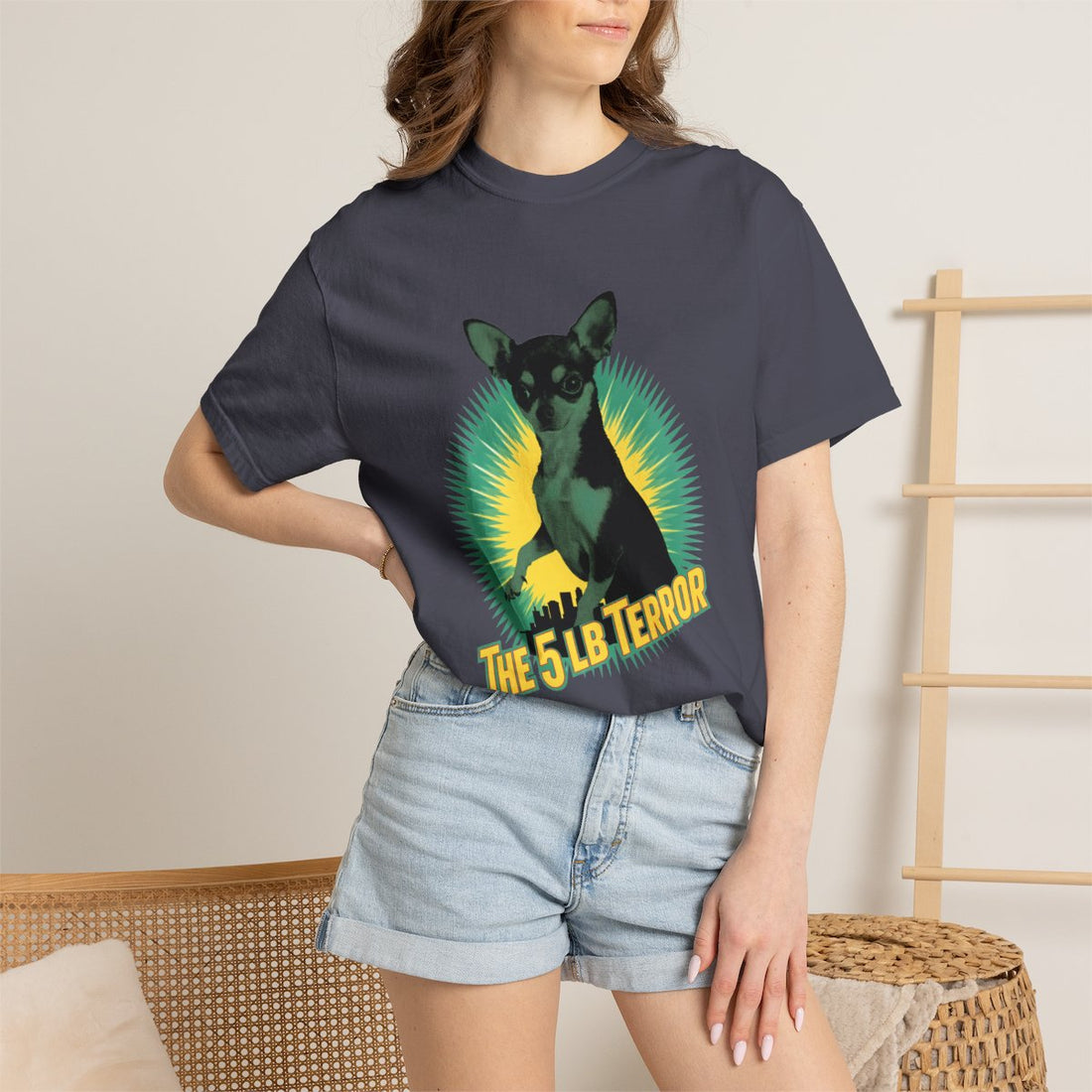 Navy — Lifestyle | Chihuahua 'The 5 LB Terror' Garment-Dyed Tee