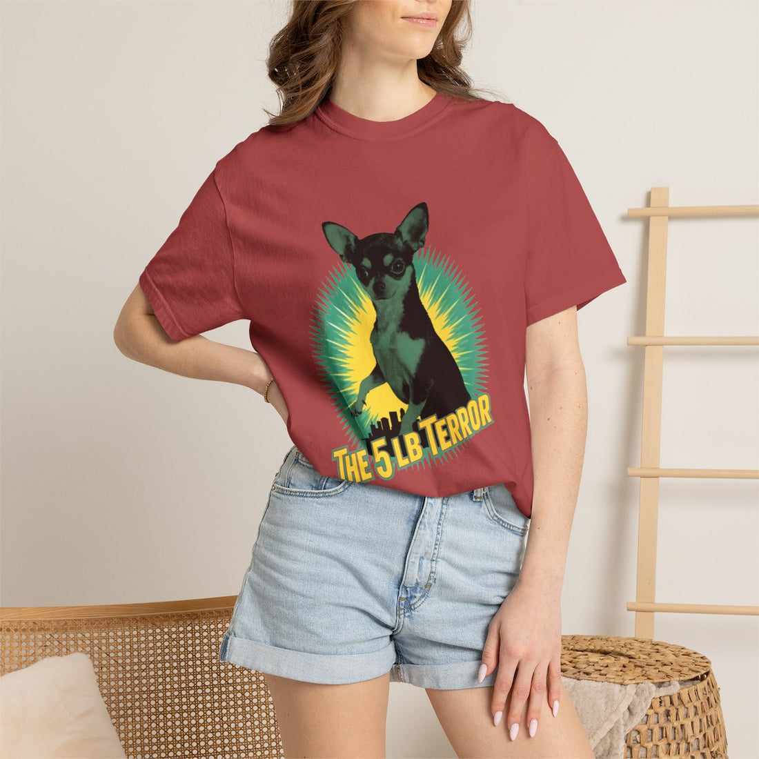 Crimson — Lifestyle | Chihuahua 'The 5 LB Terror' Garment-Dyed Tee