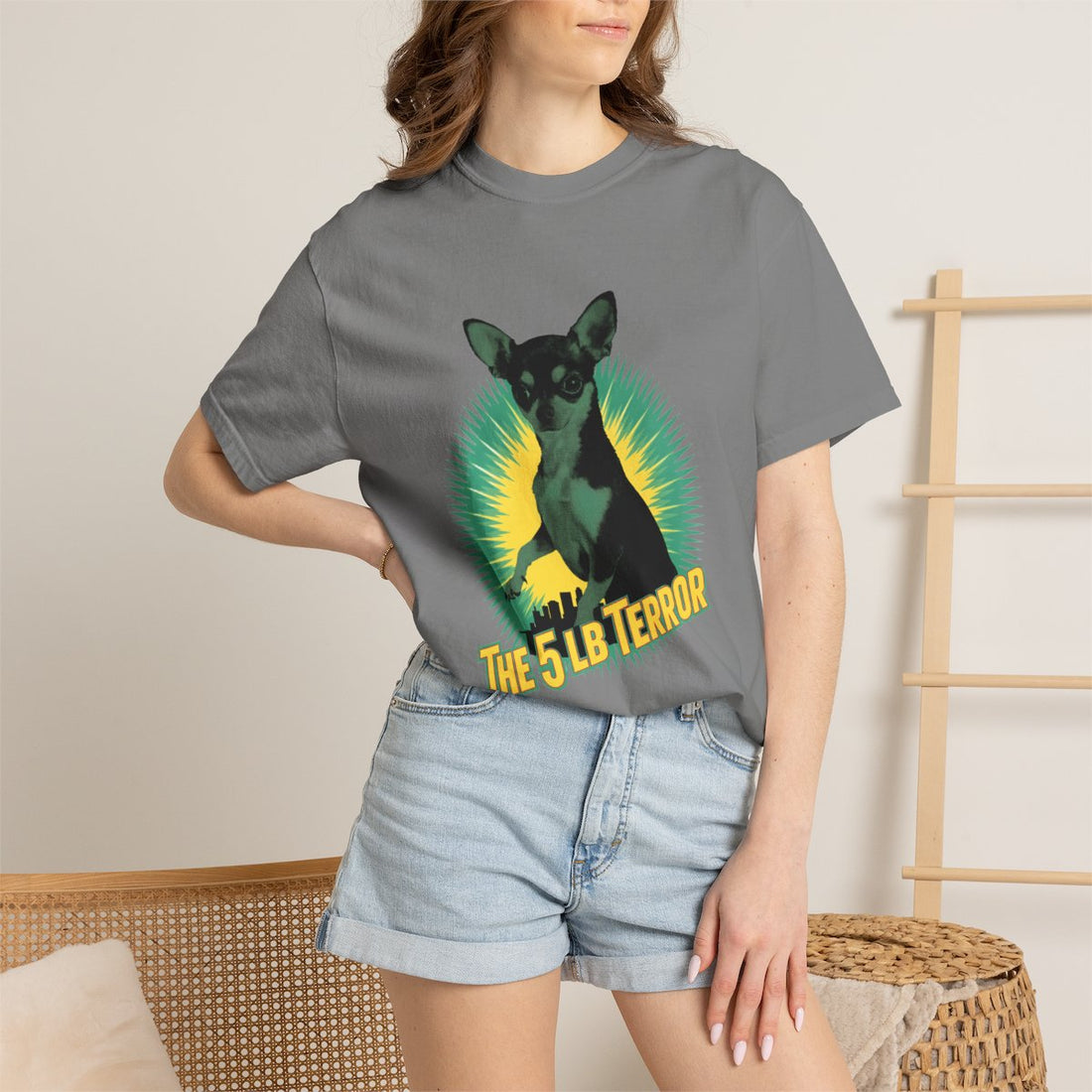 Grey — Lifestyle | Chihuahua 'The 5 LB Terror' Garment-Dyed Tee