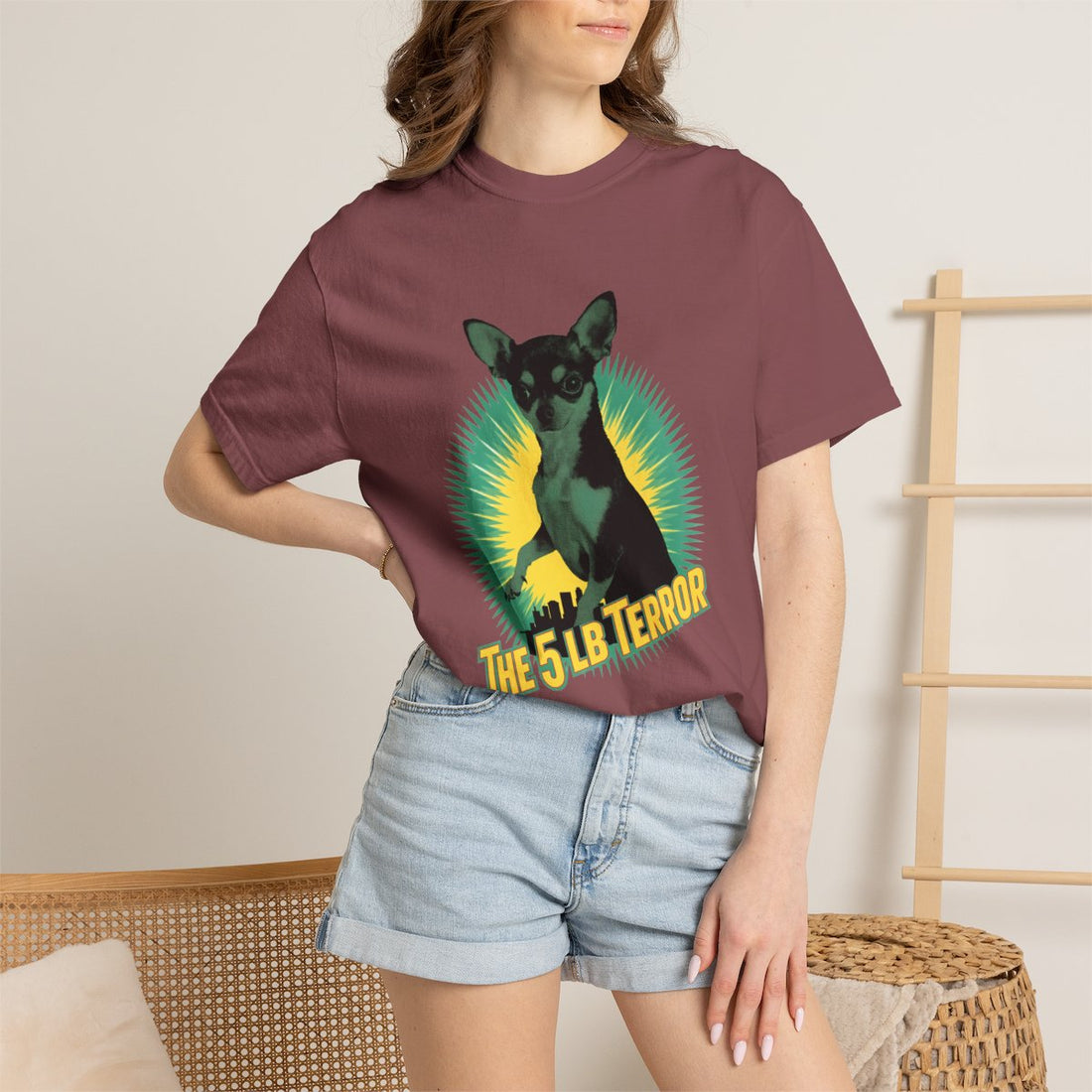 Brick — Lifestyle | Chihuahua 'The 5 LB Terror' Garment-Dyed Tee