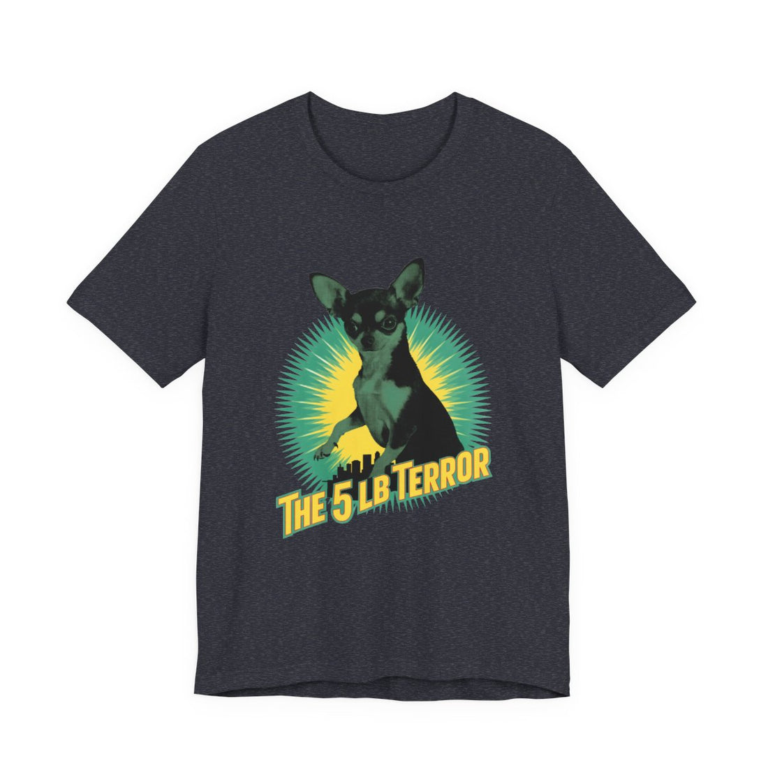 Heather Navy — Front | Chihuahua 'The 5 LB Terror' Tee