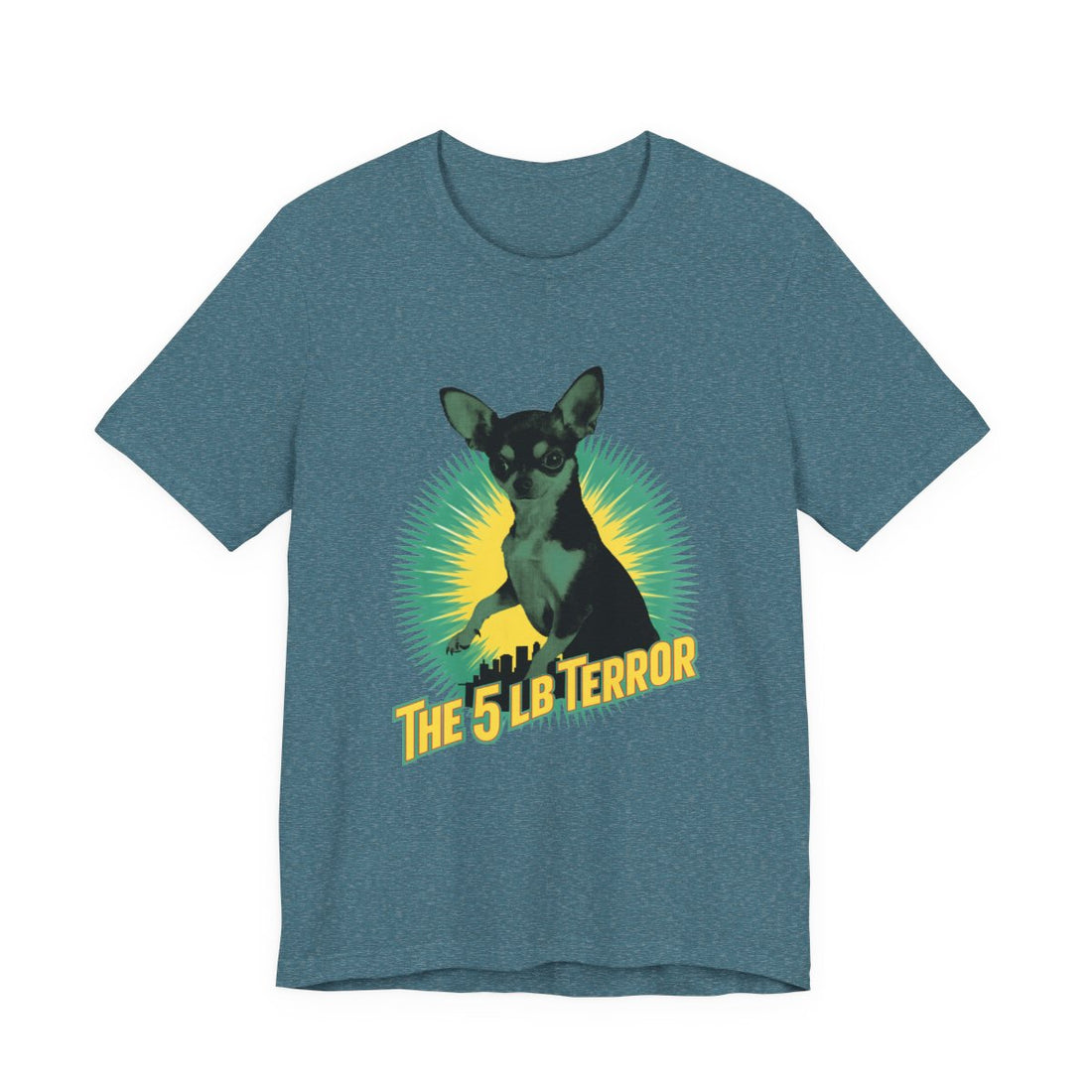 Heather Deep Teal — Front | Chihuahua 'The 5 LB Terror' Tee