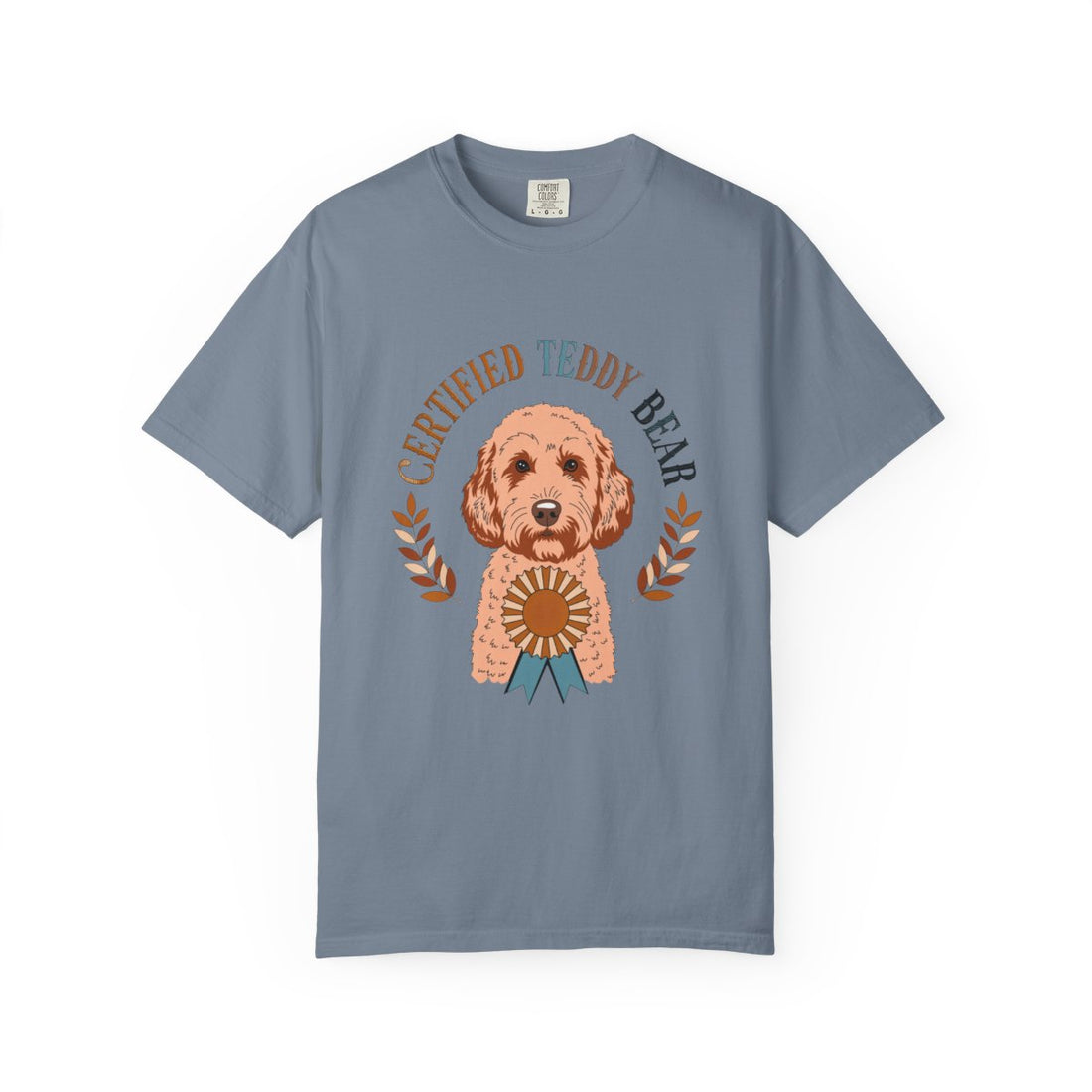 Blue Jean — Front | Cockapoo 'Certified Teddy Bear' Garment-Dyed Tee