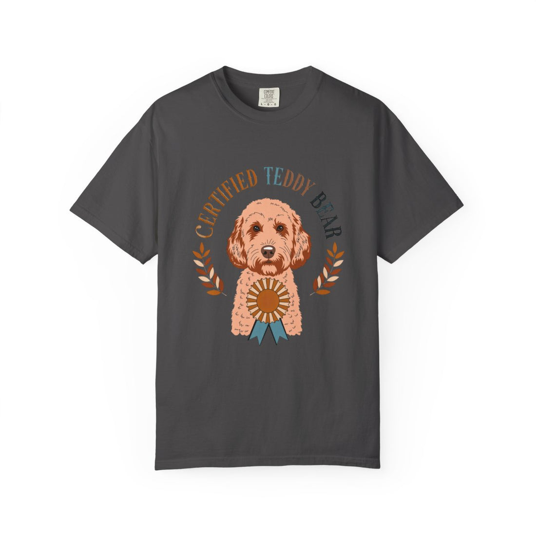 Graphite — Front | Cockapoo 'Certified Teddy Bear' Garment-Dyed Tee