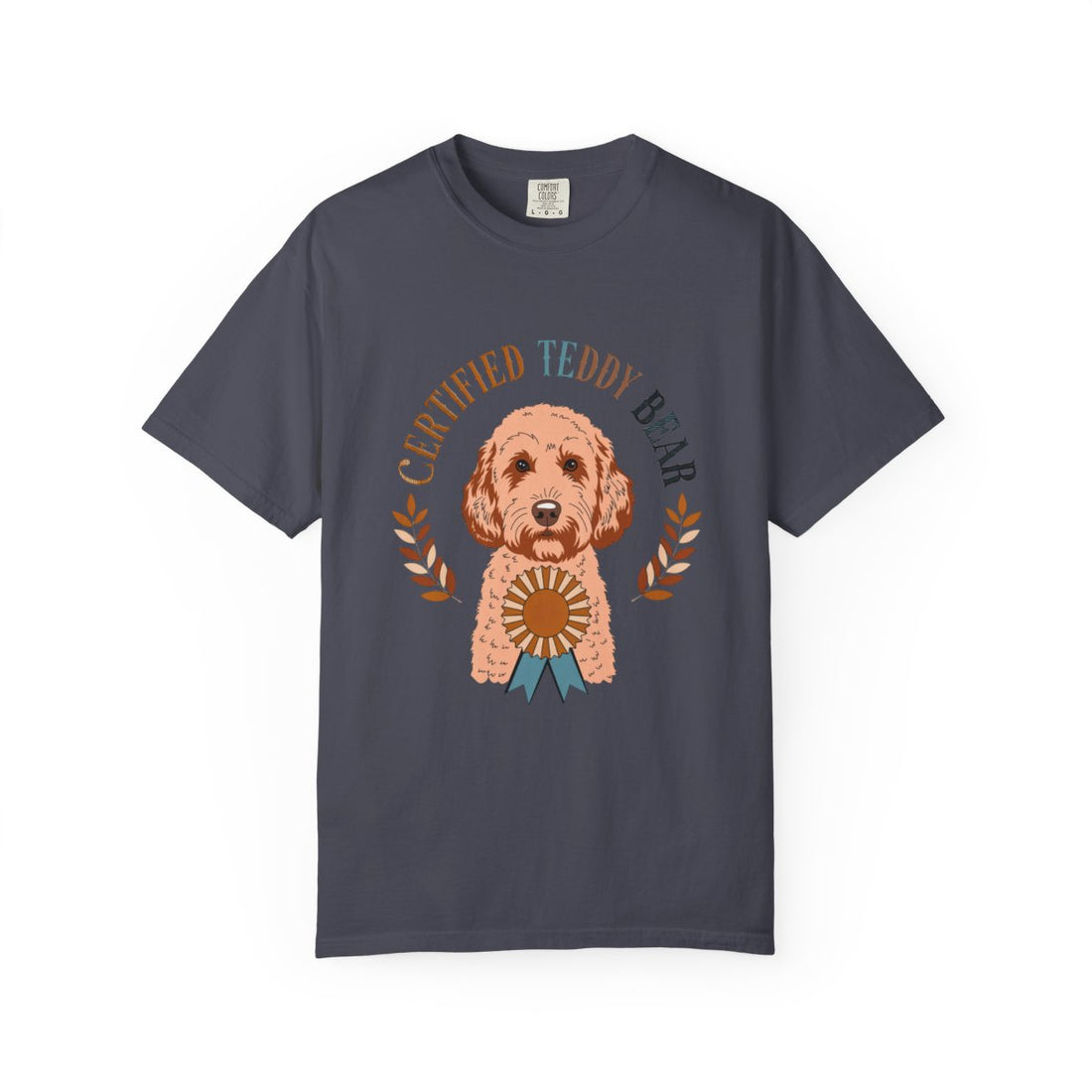 Navy — Front | Cockapoo 'Certified Teddy Bear' Garment-Dyed Tee