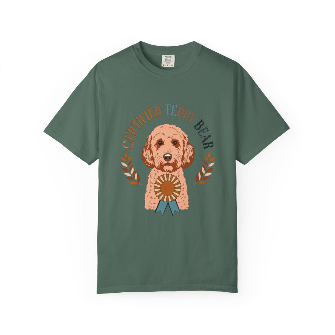 Blue Spruce — Front | Cockapoo 'Certified Teddy Bear' Garment-Dyed Tee